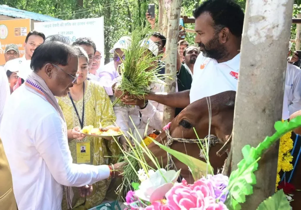 मुख्यमंत्री साय ने डेयरी समग्र विकास योजना अंतर्गत दुधारू पशु प्रदाय योजना का किया शुभारंभ