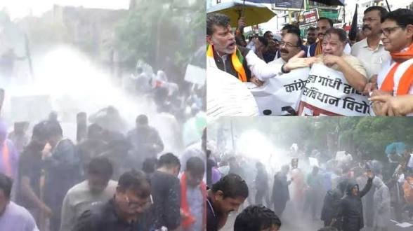 राहुल गांधी के विरोध में भाजपा ने कांग्रेस दफ्तर का किया घेराव, पुलिस ने छोड़े आंसू गैस सहित ये…