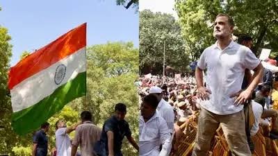 राजधानी में INDIA ब्लॉक का प्रदर्शन, बैरिकेड पर चढ़े राहुल गांधी…